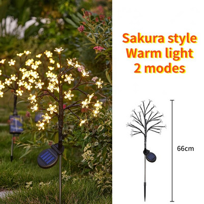 Cherry Blossom Solar Lawn Lights LED Φωτάκια γκαζόν Εξωτερικό αδιάβροχο ηλιακό φως Χριστουγεννιάτικη διακόσμηση Κήπος Γάμου