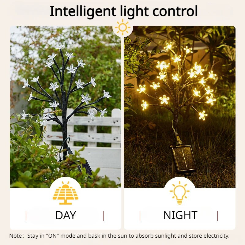 Cherry Blossom Solar Lawn Lights LED Φωτάκια γκαζόν Εξωτερικό αδιάβροχο ηλιακό φως Χριστουγεννιάτικη διακόσμηση Κήπος Γάμου