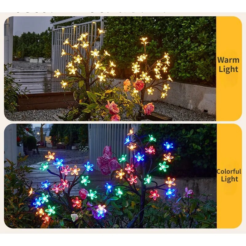 Cherry Blossom Solar Lawn Lights LED Φωτάκια γκαζόν Εξωτερικό αδιάβροχο ηλιακό φως Χριστουγεννιάτικη διακόσμηση Κήπος Γάμου
