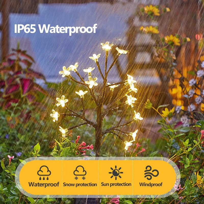 Cherry Blossom Solar Lawn Lights LED Φωτάκια γκαζόν Εξωτερικό αδιάβροχο ηλιακό φως Χριστουγεννιάτικη διακόσμηση Κήπος Γάμου