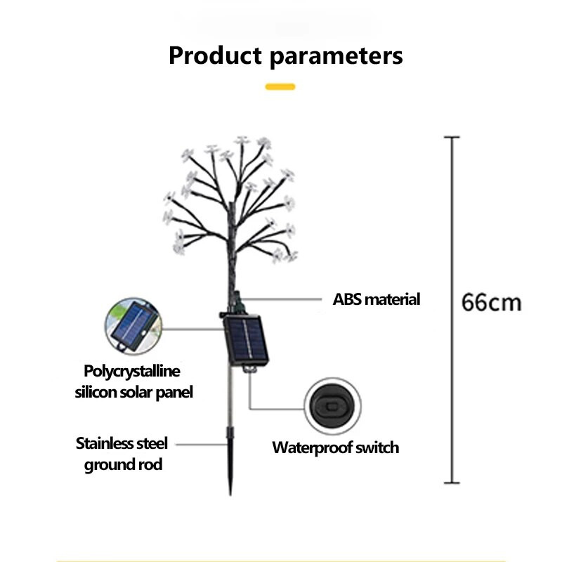 Cherry Blossom Solar Lawn Lights LED Φωτάκια γκαζόν Εξωτερικό αδιάβροχο ηλιακό φως Χριστουγεννιάτικη διακόσμηση Κήπος Γάμου