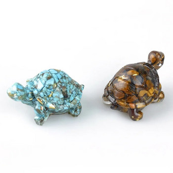 Творчески декорации от изкуствена костенурка Естествен натрошен кристален камък Епоксидна смола Орнаменти за бюро Декорация на дома