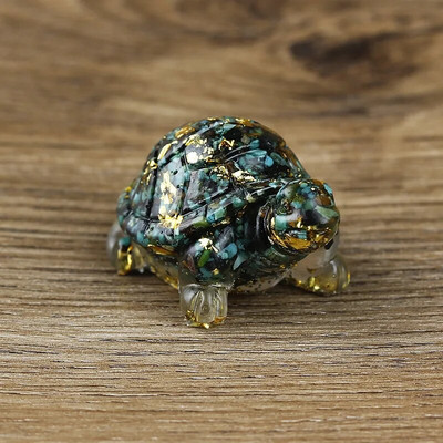 Radoši mākslīgi bruņurupuču rotājumi Dabīgā drupinātā kristāla akmens epoksīda sveķu rakstāmgalda rotājumi Mājas dekorēšana