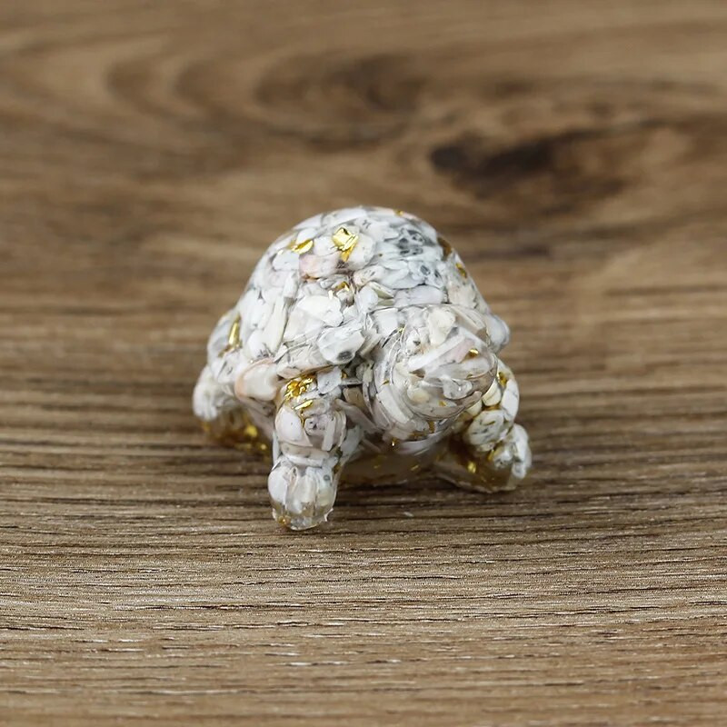 Radoši mākslīgi bruņurupuču rotājumi Dabīgā drupinātā kristāla akmens epoksīda sveķu rakstāmgalda rotājumi Mājas dekorēšana