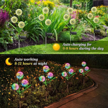 1/3 Head Dandelion Flower Solar Led Light Λάμπες εξωτερικού χώρου κήπου για γκαζόν για Garden Street Lawn Stakes Fairy Lamps Yard Solar Lights