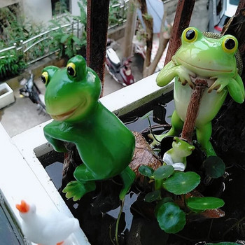 Ρητίνη φυτά γλάστρες Διακοσμητικό άγαλμα Lovely Frog Shape Statue Decor Αξιολάτρευτο Visual Effect Resin Statue Model for Garden