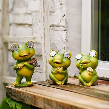 Слънчева светлина от смола NORTHEUINS Сладка малка жаба Градински декоративни орнаменти Домашни мини декорации за външна веранда Артикул в двора