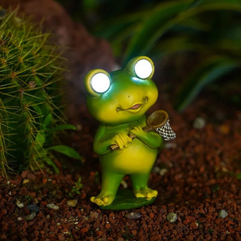 Слънчева светлина от смола NORTHEUINS Сладка малка жаба Градински декоративни орнаменти Домашни мини декорации за външна веранда Артикул в двора