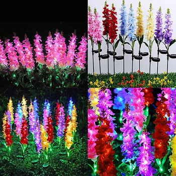 2PCS Simulation Violets Flowers Light LED ηλιακό φωτιστικό γκαζόν Αδιάβροχα φωτιστικά λουλουδιών για διακόσμηση τοπίων κήπου σπιτιού