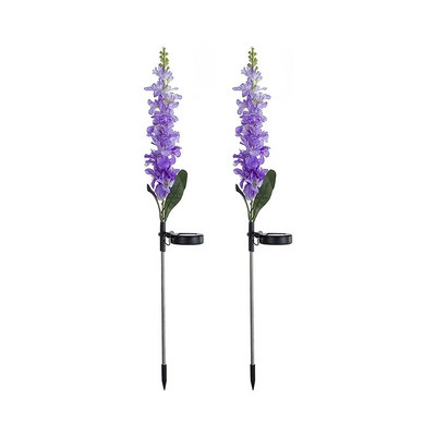 2 vnt. imitacinės violetinės gėlės Šviesos LED saulės vejos lempos vandeniui atsparios gėlių lempos, skirtos namų sodo kraštovaizdžio dekoravimui