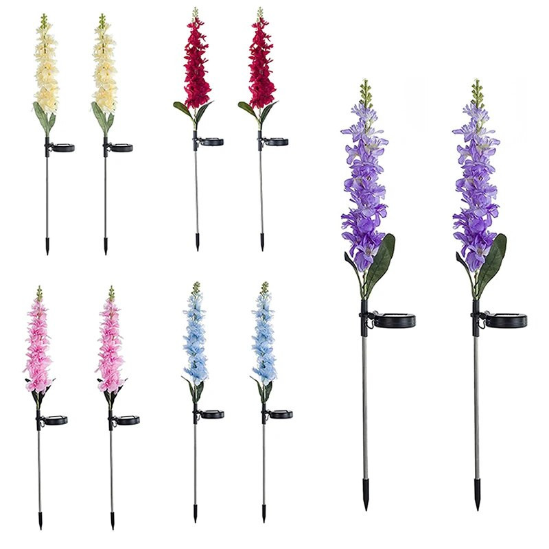 2 vnt. imitacinės violetinės gėlės Šviesos LED saulės vejos lempos vandeniui atsparios gėlių lempos, skirtos namų sodo kraštovaizdžio dekoravimui