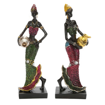 Африкански танцуващи жени Миниатюри Фигури Племенна статуя на дама Скулптура Колекционерско изкуство Декорация за дома за офис ТВ шкаф