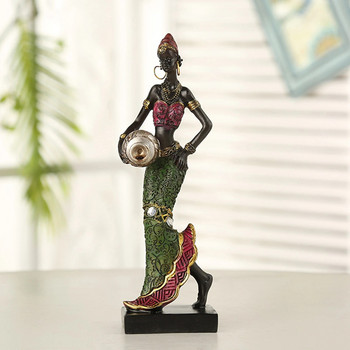 Африкански танцуващи жени Миниатюри Фигури Племенна статуя на дама Скулптура Колекционерско изкуство Декорация за дома за офис ТВ шкаф