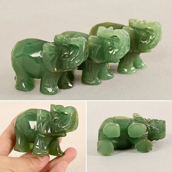 Κλασικό πράσινο ροζ νεφρίτη πέτρα Λαχτάρα τυχερός ελέφαντα Φενγκ Σούι άγαλμα ειδώλιο Στολίδια γραφείου σπιτιού