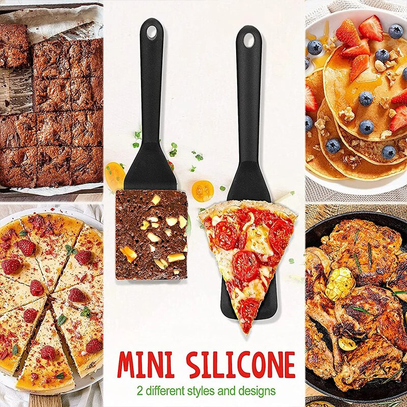 2 τμχ Σετ σκευών σιλικόνης Mini Brownie Σετ σπάτουλας σερβιρίσματος Ευέλικτο αντικολλητικό σερβιρίσματος Turner με τρύπες για μπισκότα σπάτουλα ψησίματος