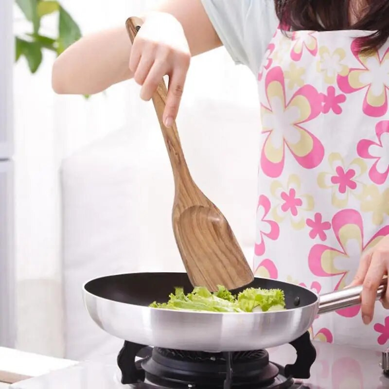 Fa edények konyhai főzéshez Fa spatula hőálló lapát főzőkanál Natúr konyhalapát sütéshez