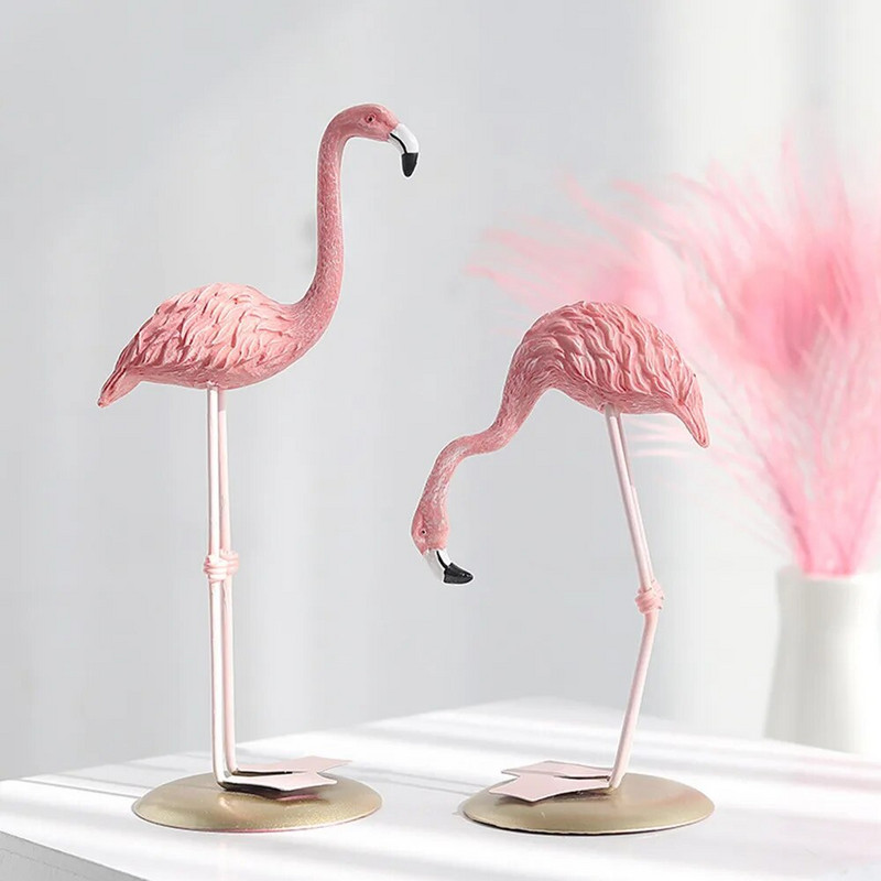 Sveķu ziemeļu stila flamingo figūriņas statuja pasaku dārzs viesistaba Biroja kāzu ballītes rotājums mājas dekorēšanas aksesuāri