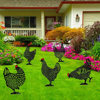 Στολίδια κήπου Ακρυλικά Κοτόπουλο Αυλή Τέχνης Αγάλματα Κήπου Πίσω αυλή Πασσάλες γκαζόν Πλαστικά Διακόσμηση αυλής κότας Δημιουργικός υπαίθριος κήπος