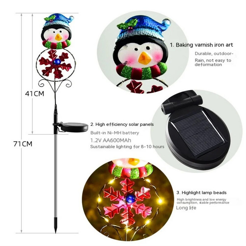 4 τμχ Χριστουγεννιάτικα ηλιακά φώτα γκαζόν Αδιάβροχα χιονάνθρωπος Santa Elk Penguin Solar Powered Stake Lights For Yard Patio Garden Pathway