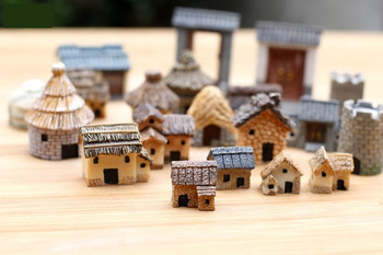 Κινεζική αντίκα Mini House Retro Building Micro Fairy Garden Figurines Miniatures/Terrarium Vintage Διακοσμητικά σπιτιού DIY