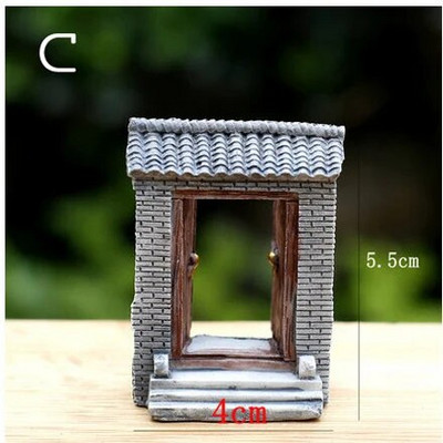 Ķīniešu antīka mini māja Retro ēka Mikro pasaku dārza figūriņas Miniatūras/terārijs vintage mājas dekori, rotājumi, paši izveidojiet