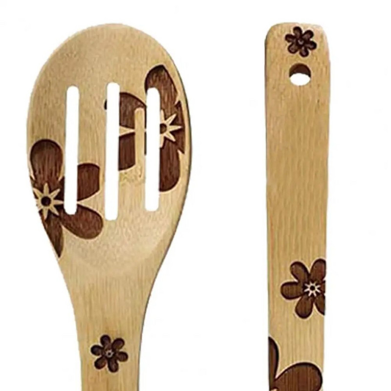 5 vnt. kepimo šaukštas, storas, karščiui atsparus bambuko nelipnus kastuvo rinkinys virtuvei