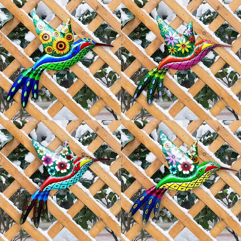 Sienas piekaramie metāla kolibri rotājumi Mājai piemājas dārzs Gludeklis iekštelpu āra radoši rotājumi Dzelzs māksla Roku darbs