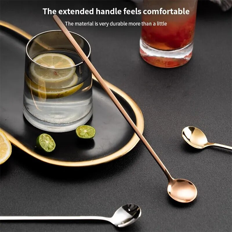 12-osaline kullast lusikakomplekt, kaunis pika varrega kuldne kohvilusikas, roostevabast terasest komplekt, pühade köögi lauanõude kingitus