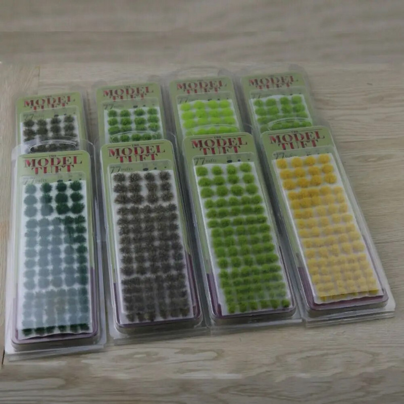 77PCS μικτού μεγέθους Τούφες γρασιδιού Τεχνητά φυτά Υλικά Μοντελοποίησης Συστάδας Τραπεζιού Άμμος Διάταξη Φυτών Προσομοίωση Παιχνιδιού πολέμου Σκηνικό