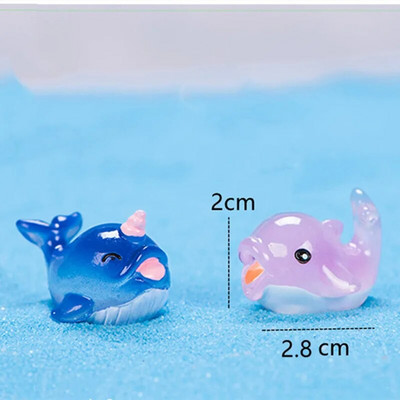 Mini dofīnu figūriņas Gaismas okeāns jūras dzīvnieks haizivs mirdzošs zivis miniatūras figūriņas DIY mikro dārza ainavu rotājumi