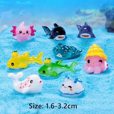 Mini dofīnu figūriņas Gaismas okeāns jūras dzīvnieks haizivs mirdzošs zivis miniatūras figūriņas DIY mikro dārza ainavu rotājumi