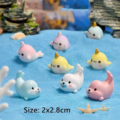 Mini dofīnu figūriņas Gaismas okeāns jūras dzīvnieks haizivs mirdzošs zivis miniatūras figūriņas DIY mikro dārza ainavu rotājumi