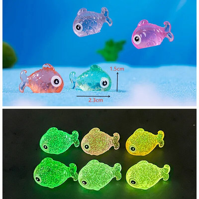 Mini dofīnu figūriņas Gaismas okeāns jūras dzīvnieks haizivs mirdzošs zivis miniatūras figūriņas DIY mikro dārza ainavu rotājumi