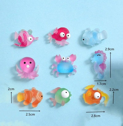 Mini dofīnu figūriņas Gaismas okeāns jūras dzīvnieks haizivs mirdzošs zivis miniatūras figūriņas DIY mikro dārza ainavu rotājumi