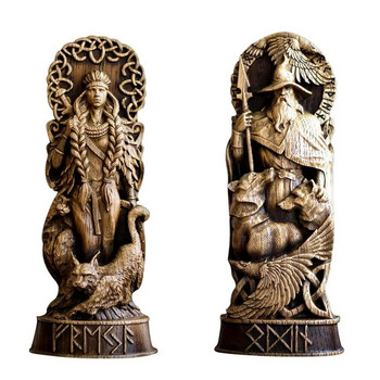 Скулптура на викингския бог Goddes Скандинавски пантеон Орнаменти от смола Freyja Statue Freya Norse Gods Carving Oltar Heathen Asatru