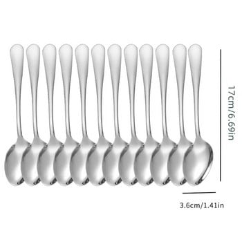 12 бр. Чаена лъжичка за кафе от неръждаема стомана Комплект лъжици за хранене Сладолед Мелба Плодови лъжици Инструменти за сервиране Комплект прибори за хранене