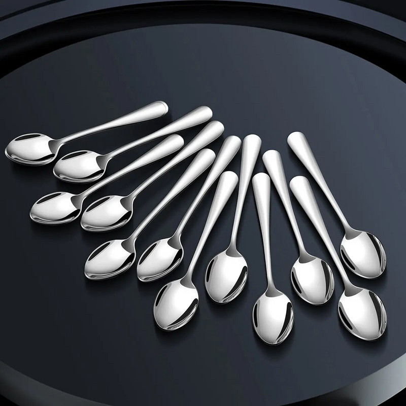 12 tk roostevabast terasest kohvi teelusikaga õhtusöögi lusika komplekt jäätise sundaega puuvilja lusikad sööginõud tööriistad söögiriistade komplekt