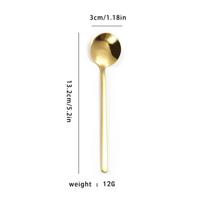 12 gabalu zelta kausu karotes trauku komplekts nerūsējošā tērauda karotes kafijas karotes trauku komplekts brīvdienu virtuves trauku komplekts, dāvana