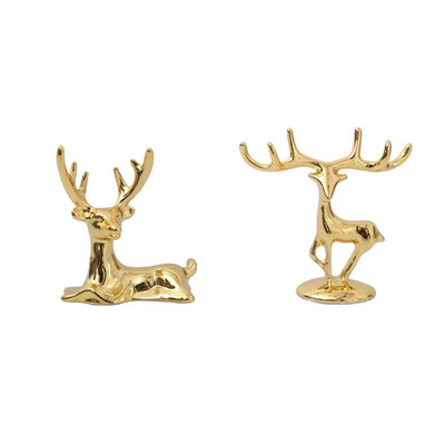 1pāris aļņa brieža statuja vintage ziemeļvalstu ornamentu mākslas figūriņa dzelzs zelta rokdarbu foto rekvizīti Mājas galda dekorēšana