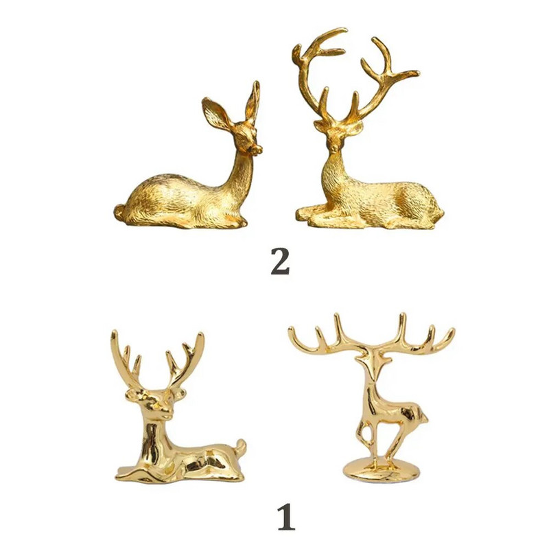 1pāris aļņa brieža statuja vintage ziemeļvalstu ornamentu mākslas figūriņa dzelzs zelta rokdarbu foto rekvizīti Mājas galda dekorēšana