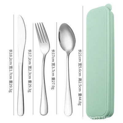 Pārnēsājams nerūsējošā tērauda galda piederumu uzvalks ar glabāšanas kasti Irbulīša dakša Karote Nazis Ceļojumu galda piederumu komplekts Kempinga galda piederumi