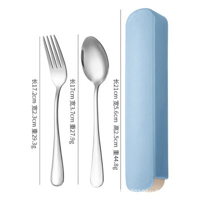 Pārnēsājams nerūsējošā tērauda galda piederumu uzvalks ar glabāšanas kasti Irbulīša dakša Karote Nazis Ceļojumu galda piederumu komplekts Kempinga galda piederumi