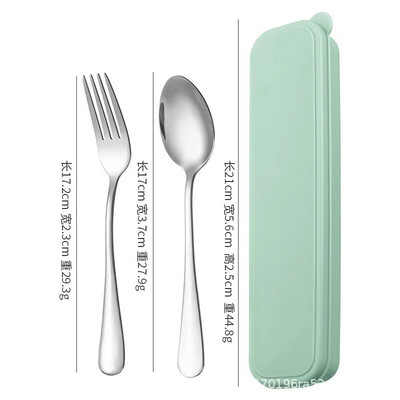 Pārnēsājams nerūsējošā tērauda galda piederumu uzvalks ar glabāšanas kasti Irbulīša dakša Karote Nazis Ceļojumu galda piederumu komplekts Kempinga galda piederumi