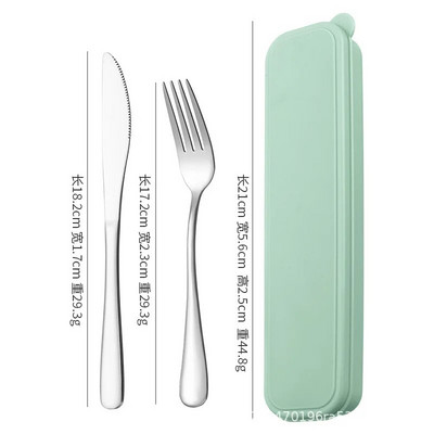 Pārnēsājams nerūsējošā tērauda galda piederumu uzvalks ar glabāšanas kasti Irbulīša dakša Karote Nazis Ceļojumu galda piederumu komplekts Kempinga galda piederumi