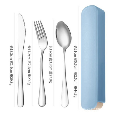 Pārnēsājams nerūsējošā tērauda galda piederumu uzvalks ar glabāšanas kasti Irbulīša dakša Karote Nazis Ceļojumu galda piederumu komplekts Kempinga galda piederumi