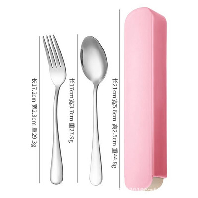 Pārnēsājams nerūsējošā tērauda galda piederumu uzvalks ar glabāšanas kasti Irbulīša dakša Karote Nazis Ceļojumu galda piederumu komplekts Kempinga galda piederumi