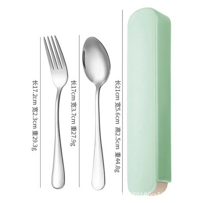 Pārnēsājams nerūsējošā tērauda galda piederumu uzvalks ar glabāšanas kasti Irbulīša dakša Karote Nazis Ceļojumu galda piederumu komplekts Kempinga galda piederumi