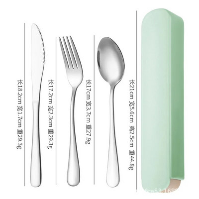 Pārnēsājams nerūsējošā tērauda galda piederumu uzvalks ar glabāšanas kasti Irbulīša dakša Karote Nazis Ceļojumu galda piederumu komplekts Kempinga galda piederumi