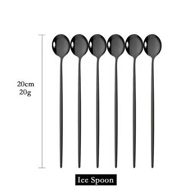 6kom žlica za miješanje kave Set pribora za jelo Sok Zlatne žličice za čaj Posuđe za jelo Sladoled Lopatica s dugom ručkom Posuđe Kuhinjski alati