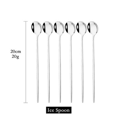 6kom žlica za miješanje kave Set pribora za jelo Sok Zlatne žličice za čaj Posuđe za jelo Sladoled Lopatica s dugom ručkom Posuđe Kuhinjski alati